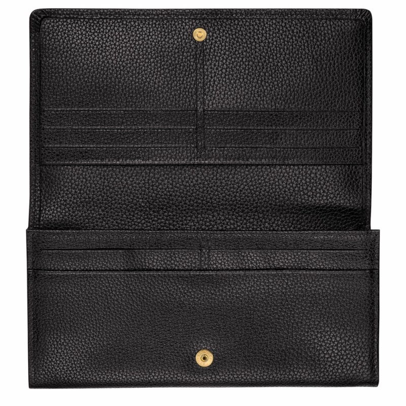 Black Longchamp Le Foulonne Continental Women's Wallets